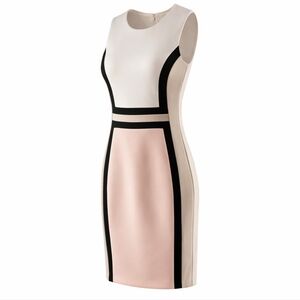 Calvin Klein | Size 8 Colorblock Sheath Dress Blush Ivory Black